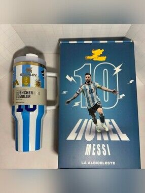 Argentina Messi 40oz Tumbler – Soccer Cup – Gift Set